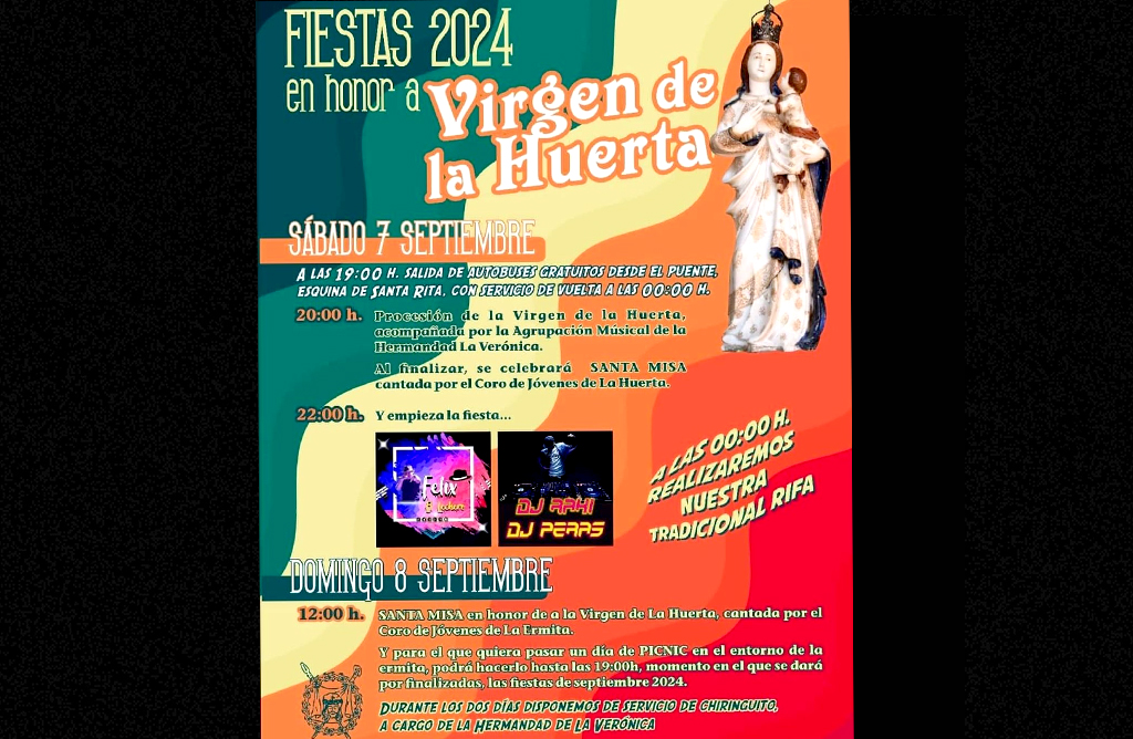 Las fiestas de la Virgen de la Huerta se celebran este fin de semana, 7 y 8 de septiembre